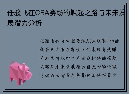 任骏飞在CBA赛场的崛起之路与未来发展潜力分析